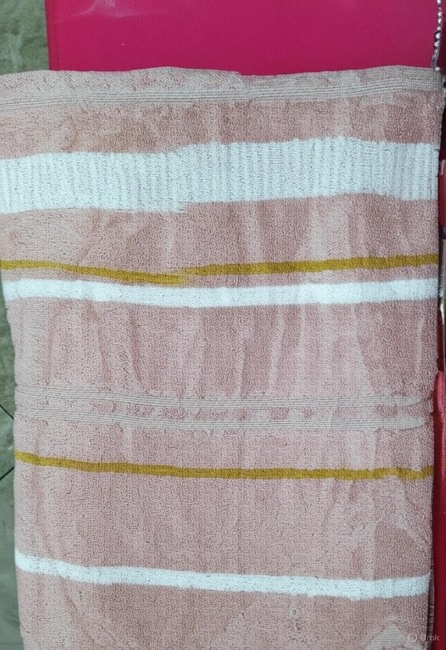 Blush Pink Striped Bath Towel