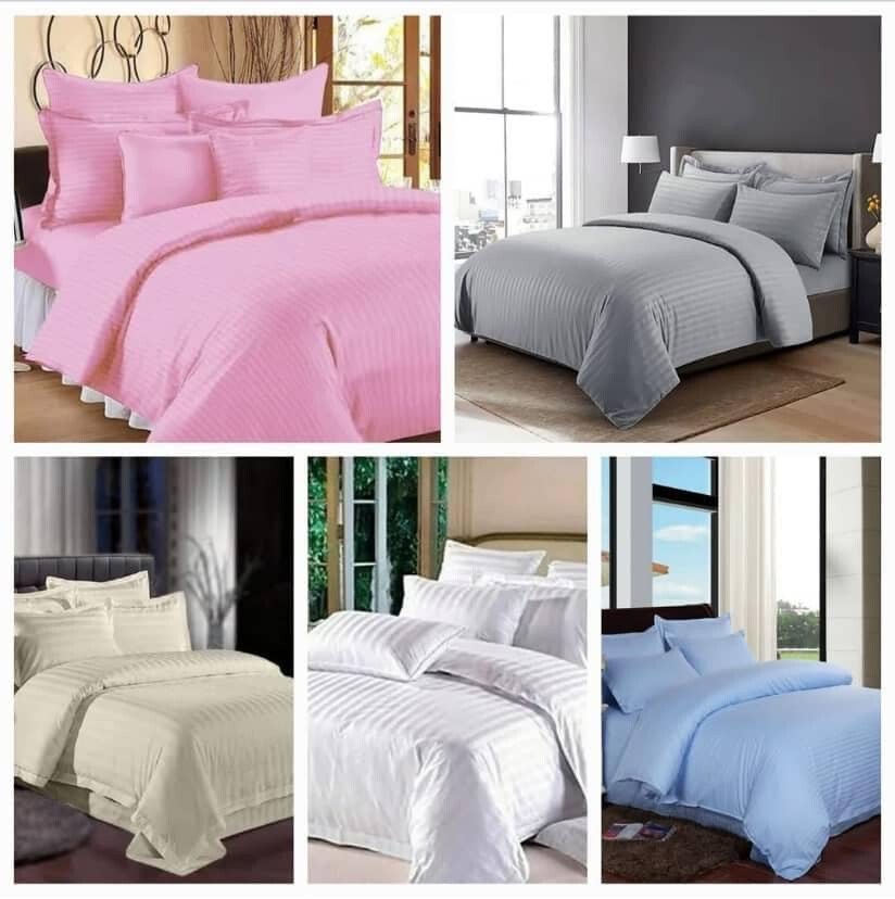 Premium 100% Cotton Striped Duvet Cover Set