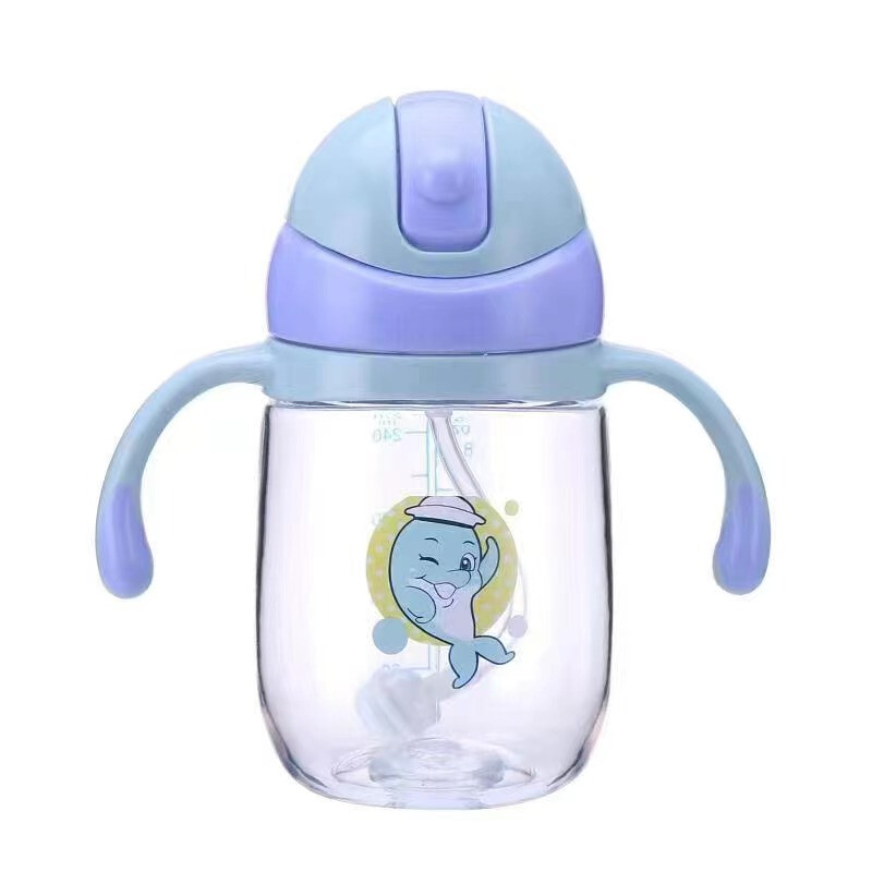 Baby Cartoon Straw Water Bottle