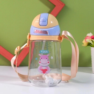 Baby Cartoon Straw Water Bottle