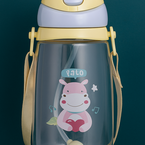 Baby Cartoon Straw Water Bottle