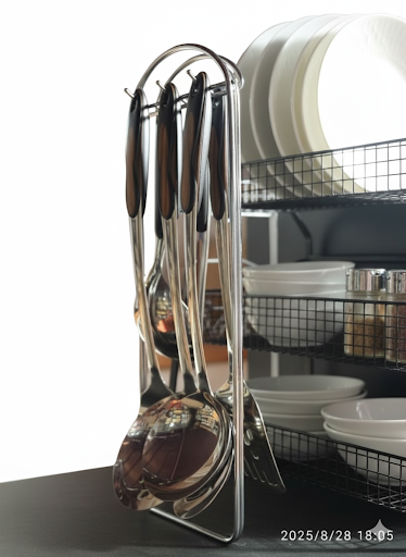 5pc- Stainless Steel Cooking Spoon Set with Stand