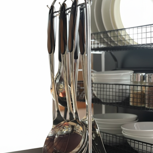 5pc- Stainless Steel Cooking Spoon Set with Stand