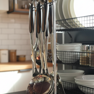 5pc- Stainless Steel Cooking Spoon Set with Stand