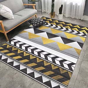Grey Feather-Patterned Area Rug