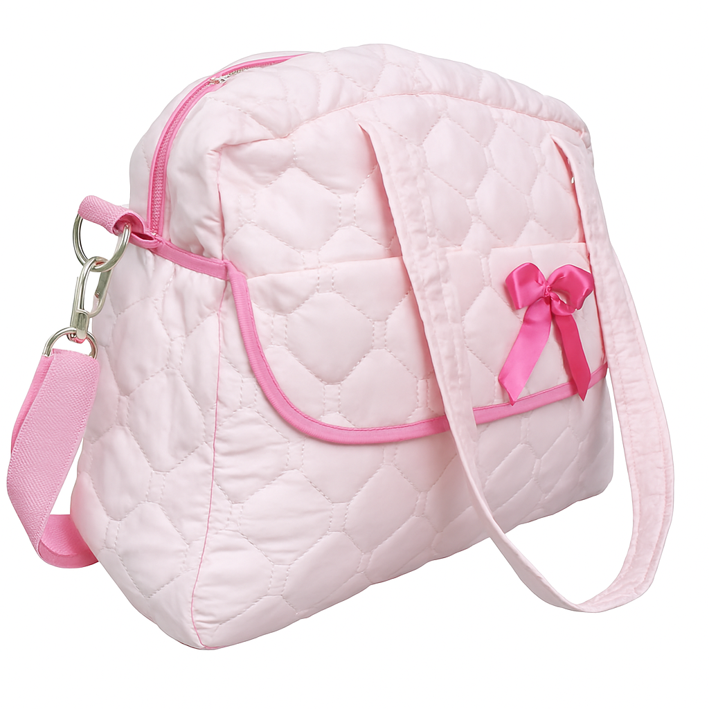 Pink Quilted Bow Diaper Bag
