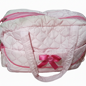 Pink Quilted Bow Diaper Bag