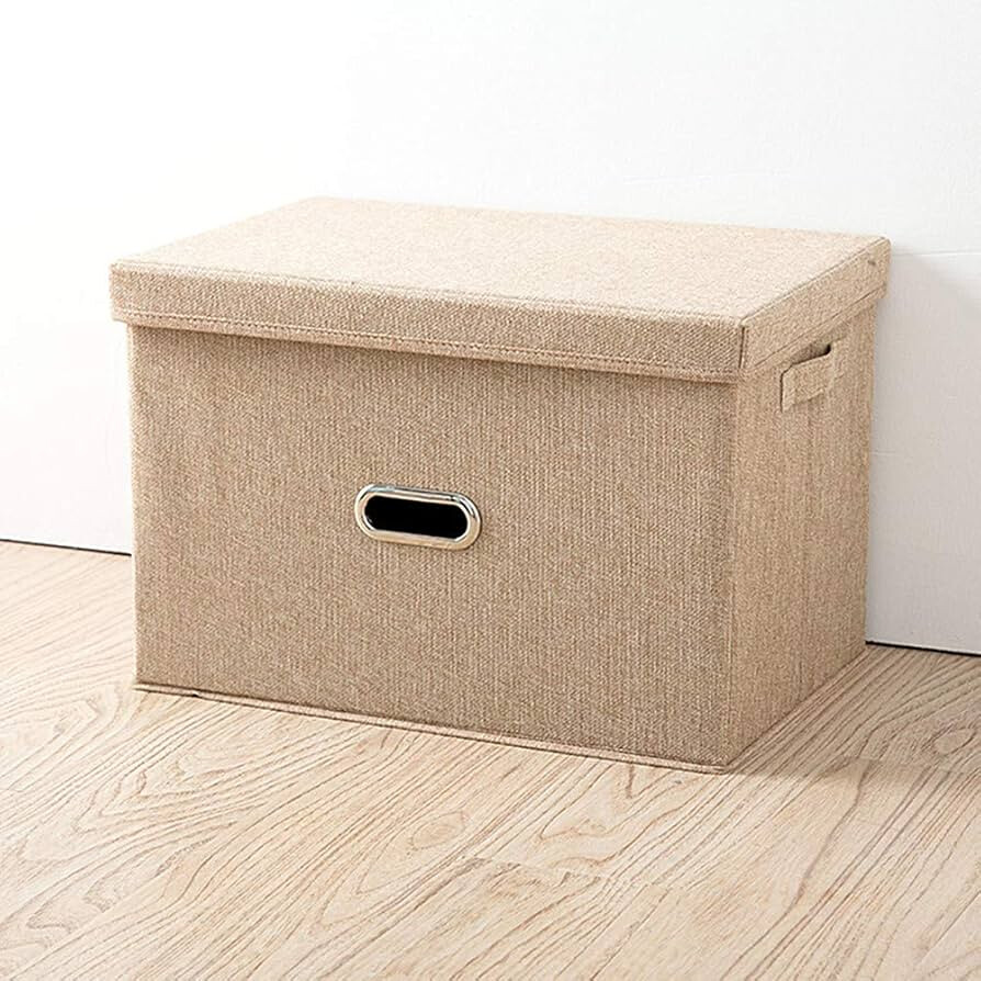 Collapsible Fabric Storage Box with Lid and Handles.