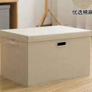 Collapsible Fabric Storage Box with Lid and Handles.