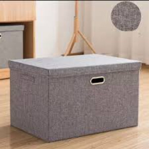 Collapsible Fabric Storage Box with Lid and Handles.