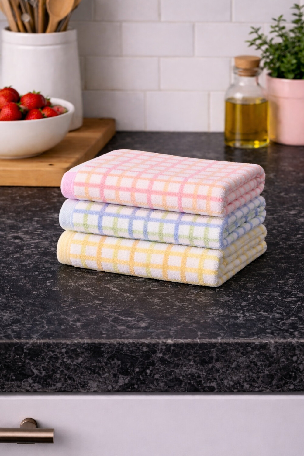 Pastel Checked Dish Towel