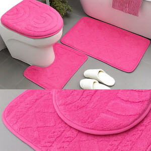 3-Piece Microfiber Bathroom Rug Set